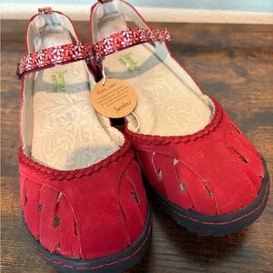 Jambu Women's Red Sandals with Floral Strap